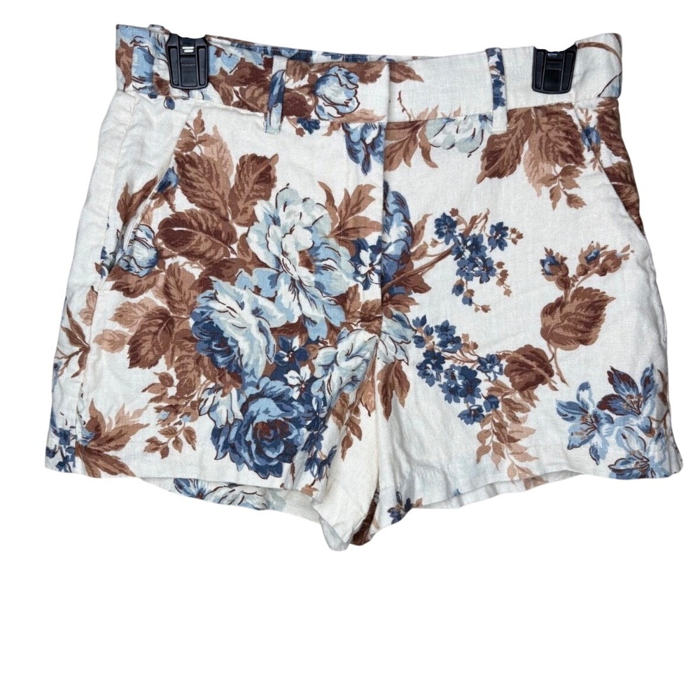 Abercrombie & Fitch Floral Linen Blend High Rise Shorts Size Small Chic